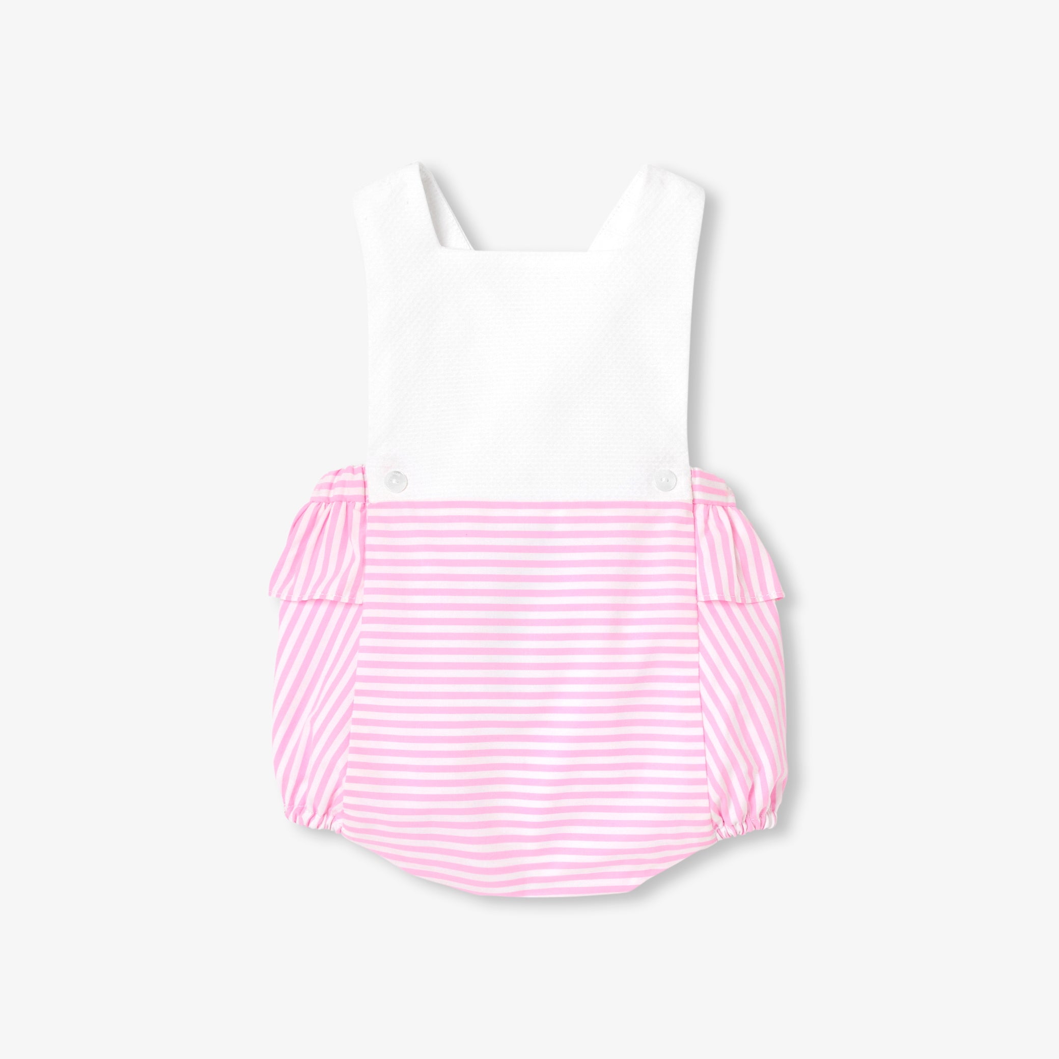 Baby girl romper in cotton piqué and poplin
