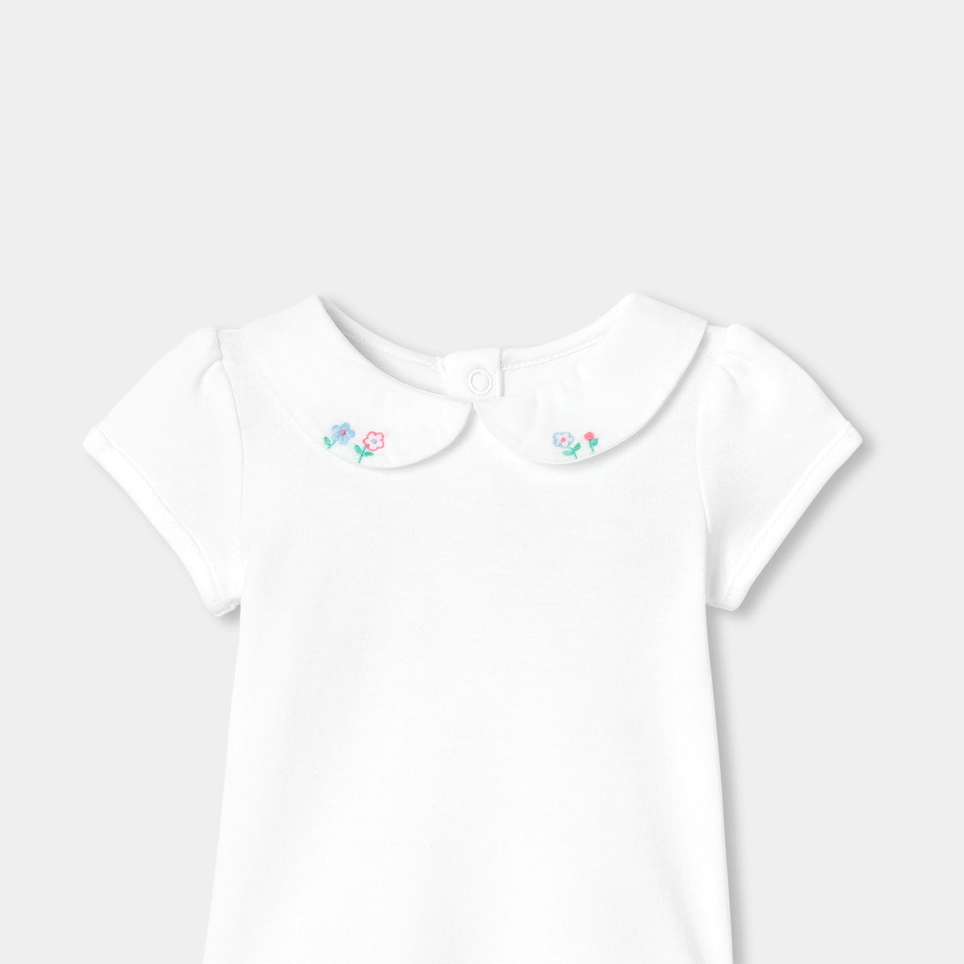Baby girl short-sleeved interlock cotton bodysuit