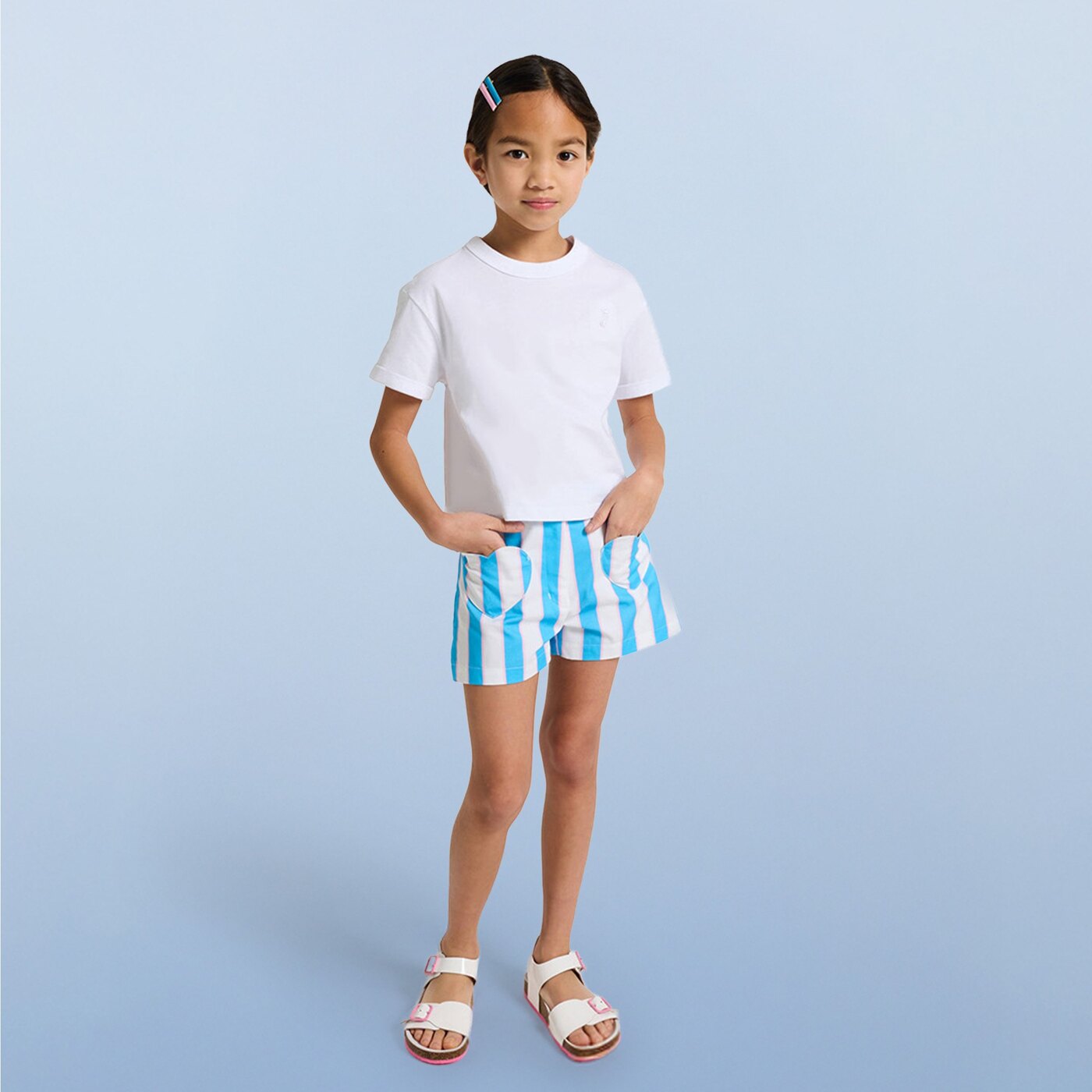 Girl striped twill shorts