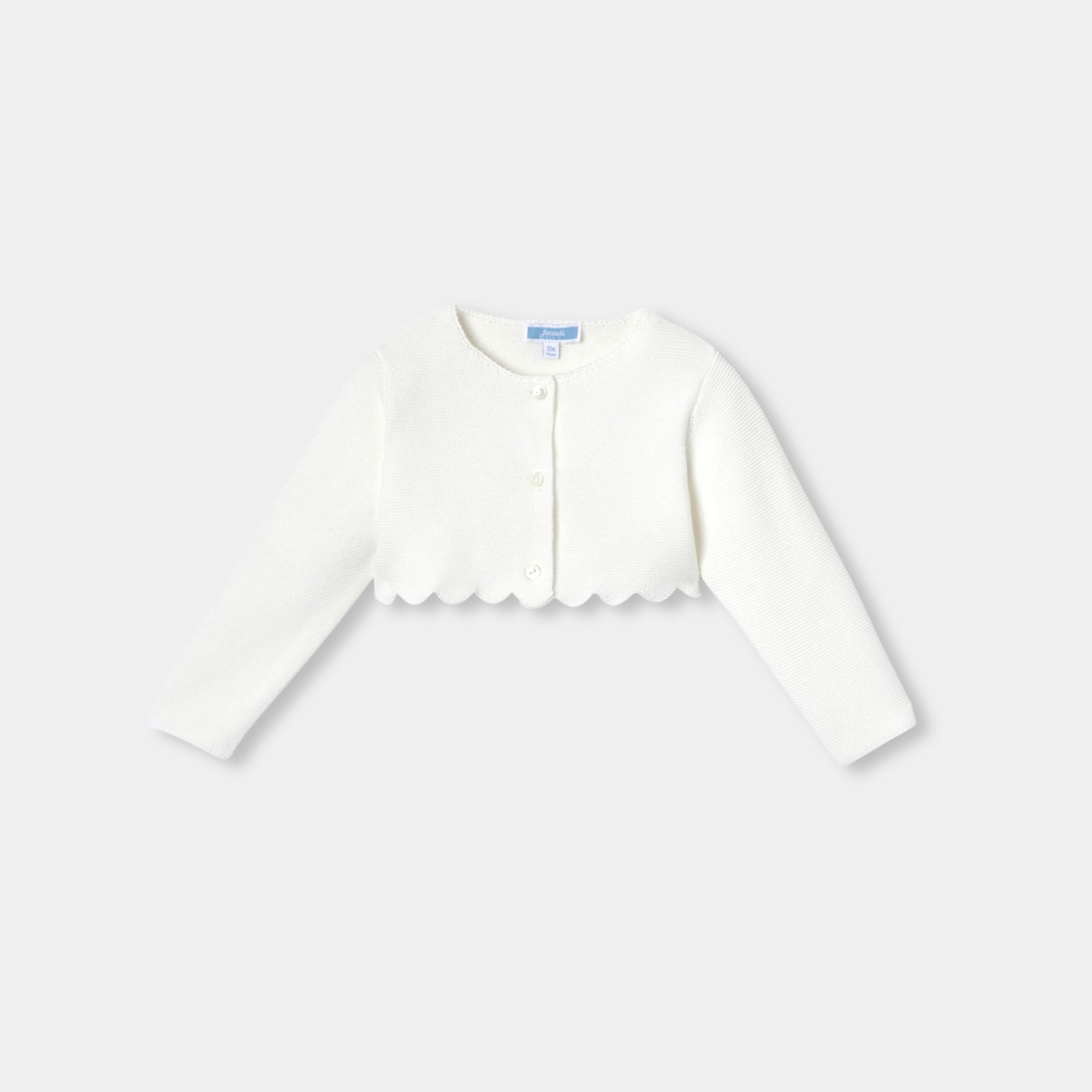Baby girl bolero in garter stitch - blanc jacadi