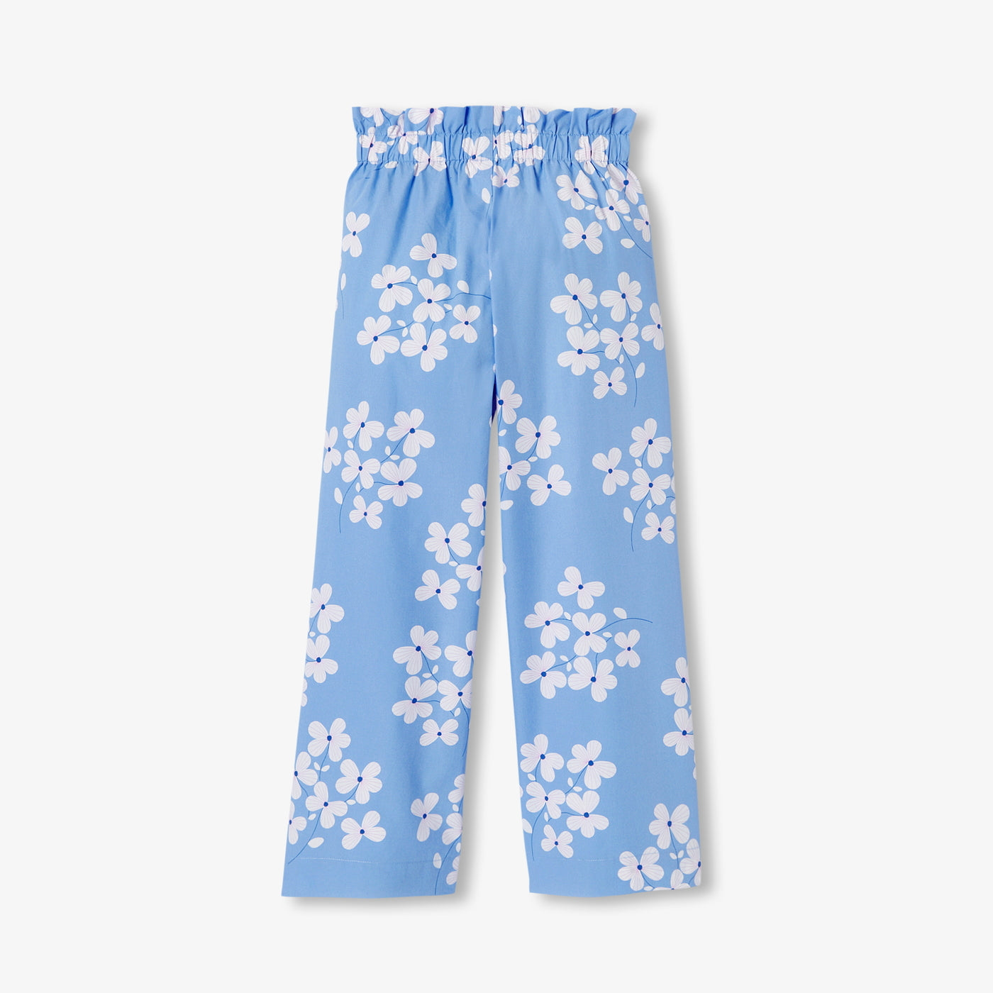 Girls wide-leg printed poplin trousers