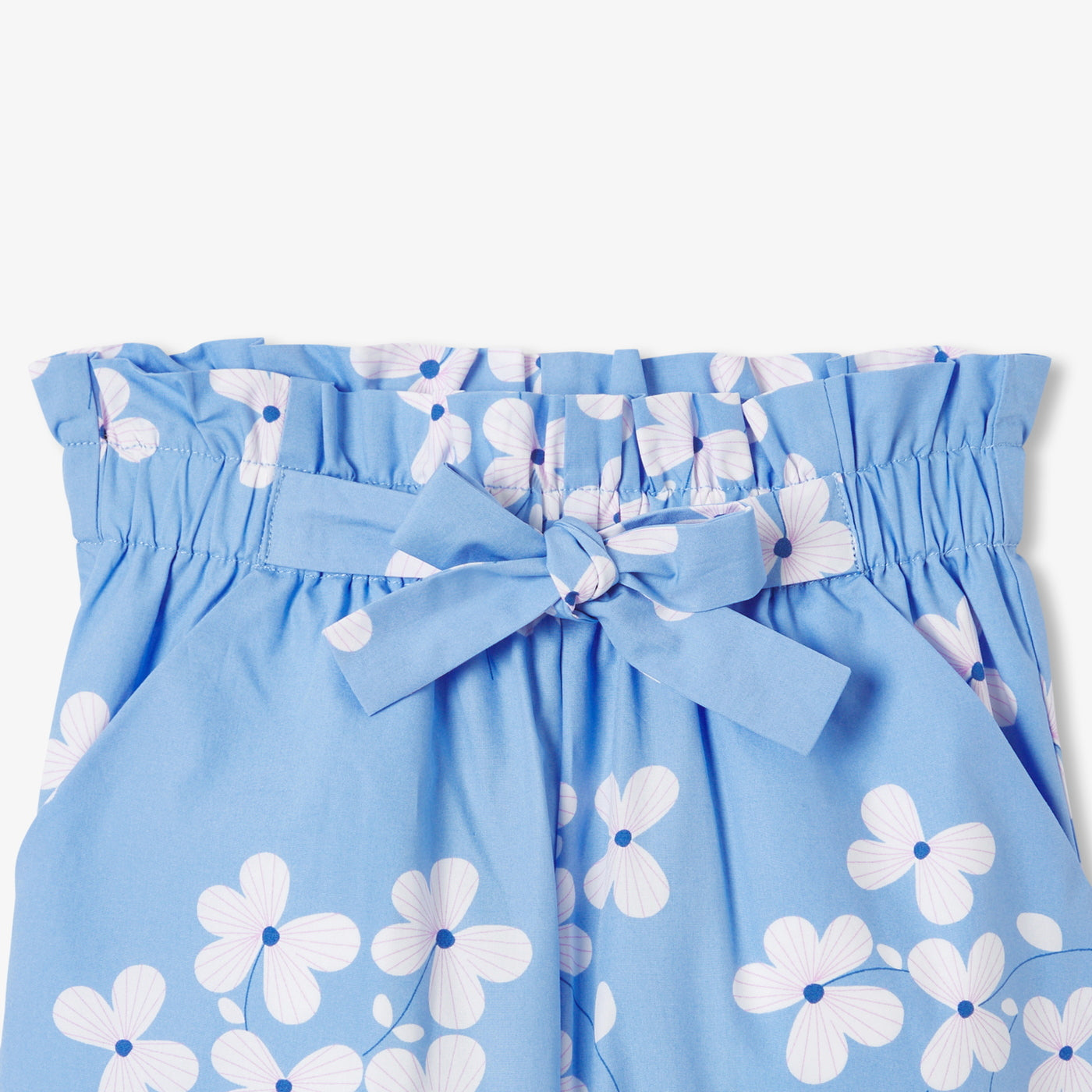 Girls wide-leg printed poplin trousers