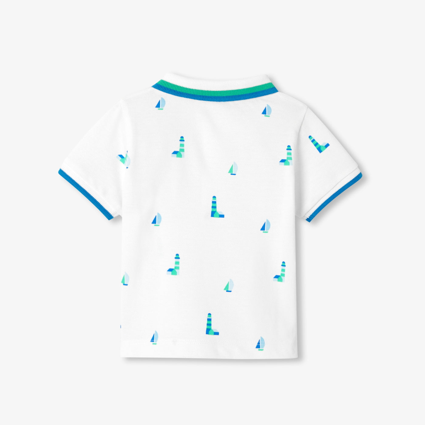 Baby boy polo shirt in printed cotton piqué