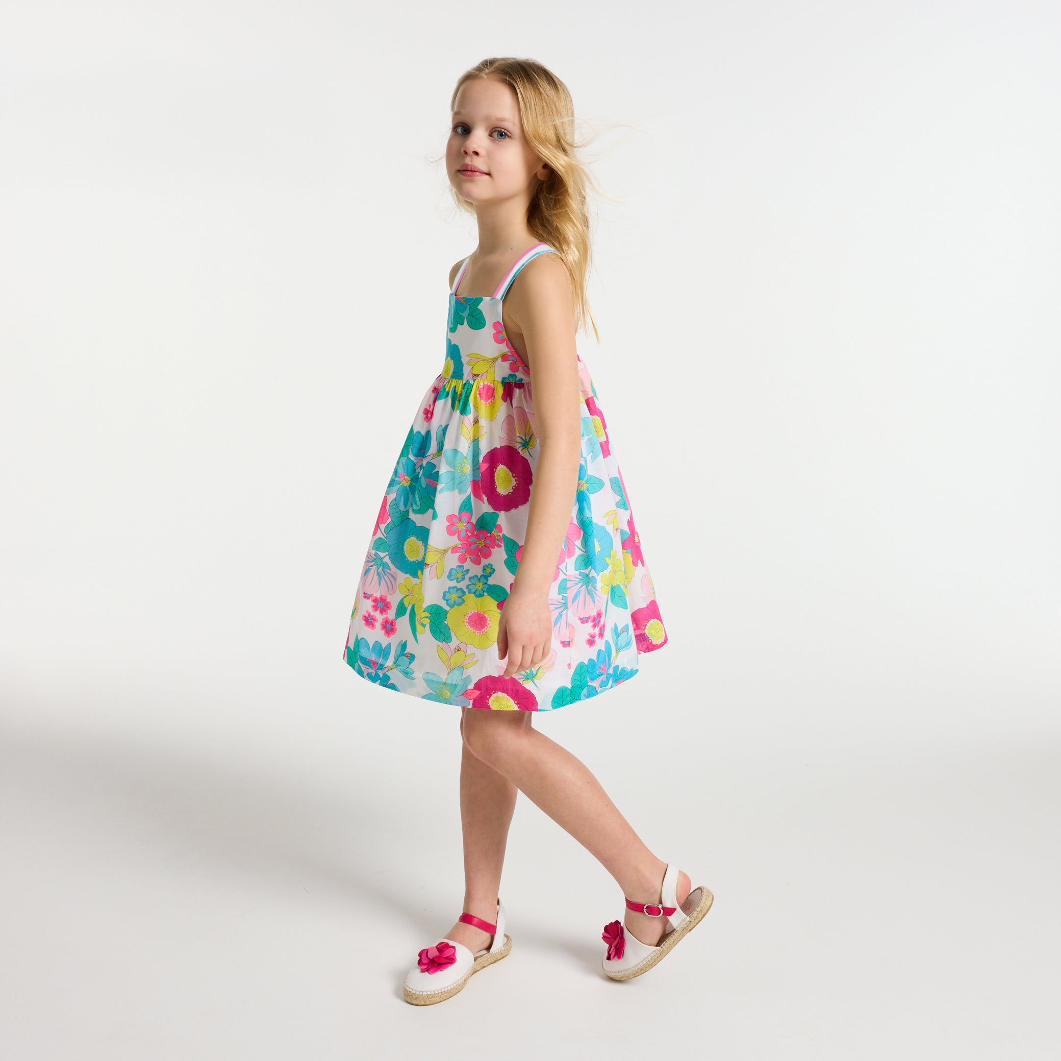 Girl sleeveless poplin dress