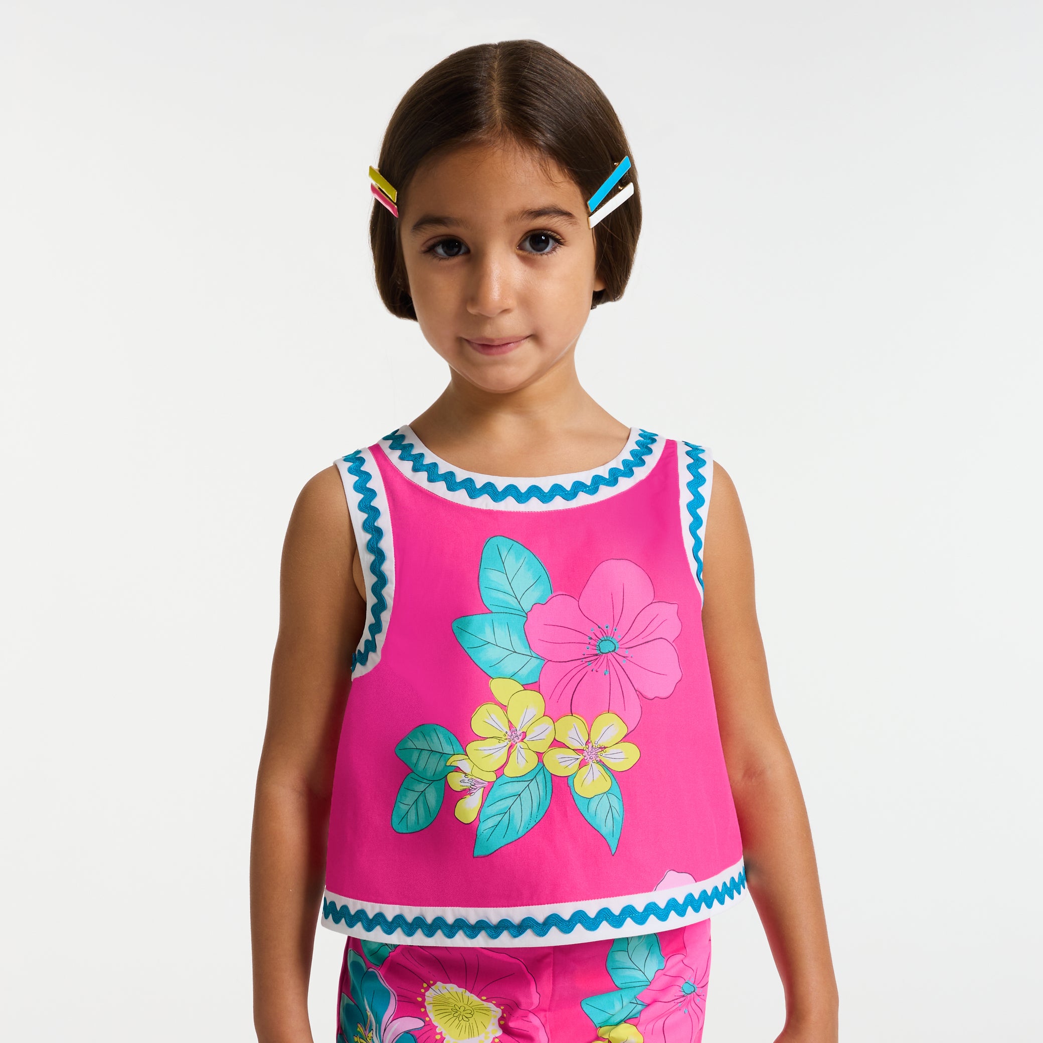 Girl floral print poplin top