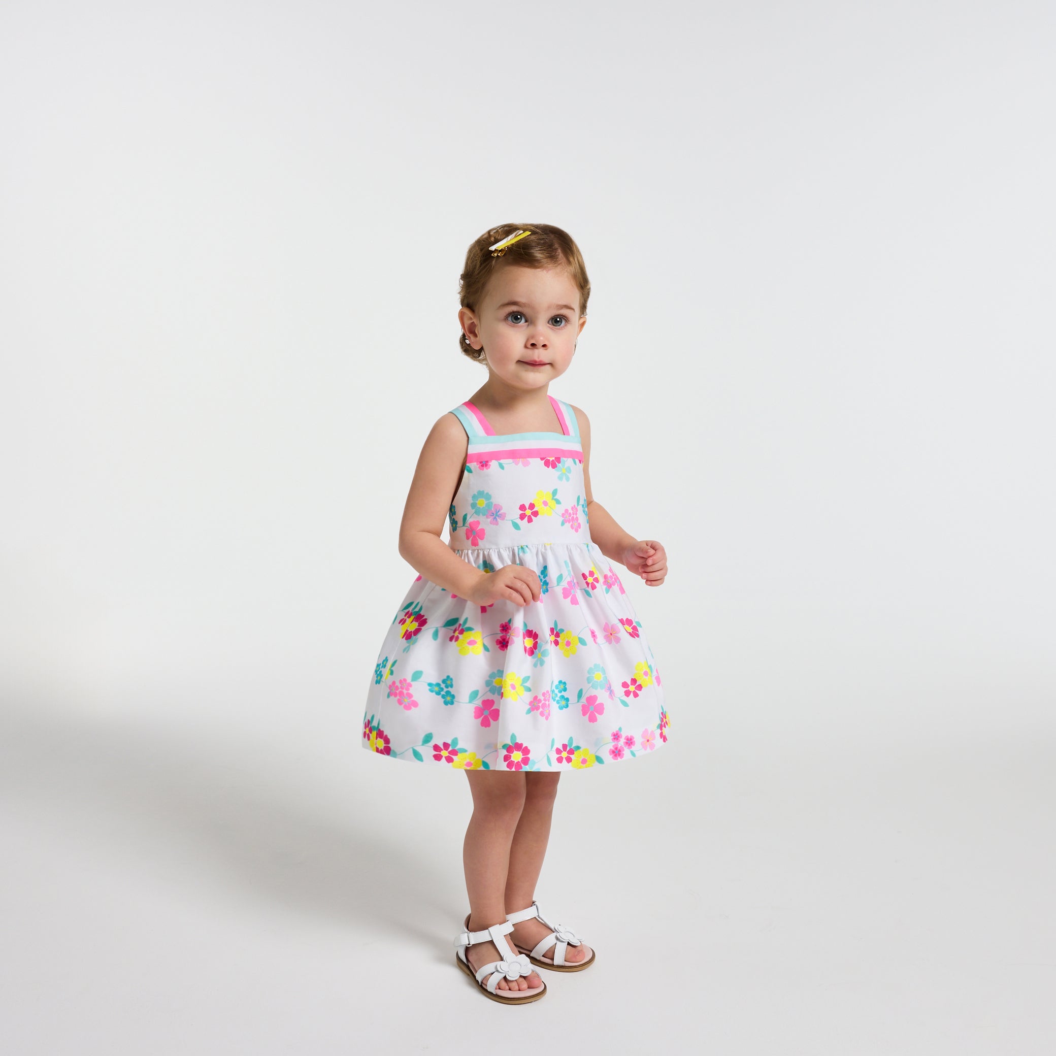 Baby girl dress in cotton with crossover back
