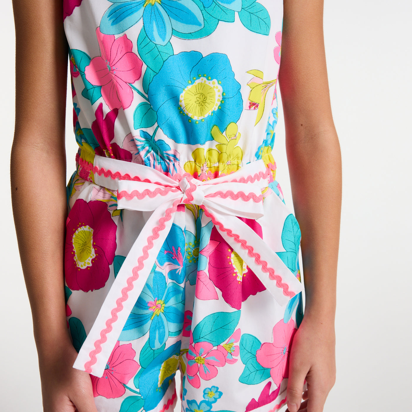 Girl floral poplin jumpsuit