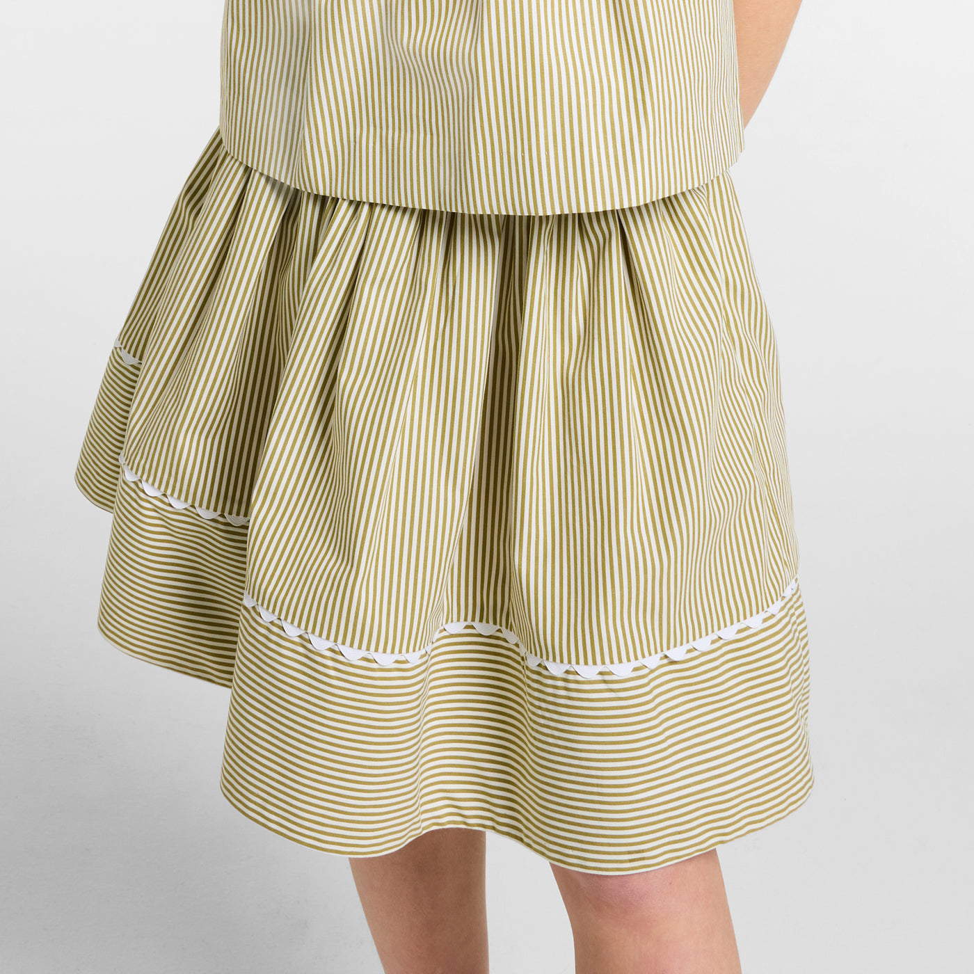Girl striped poplin skirt