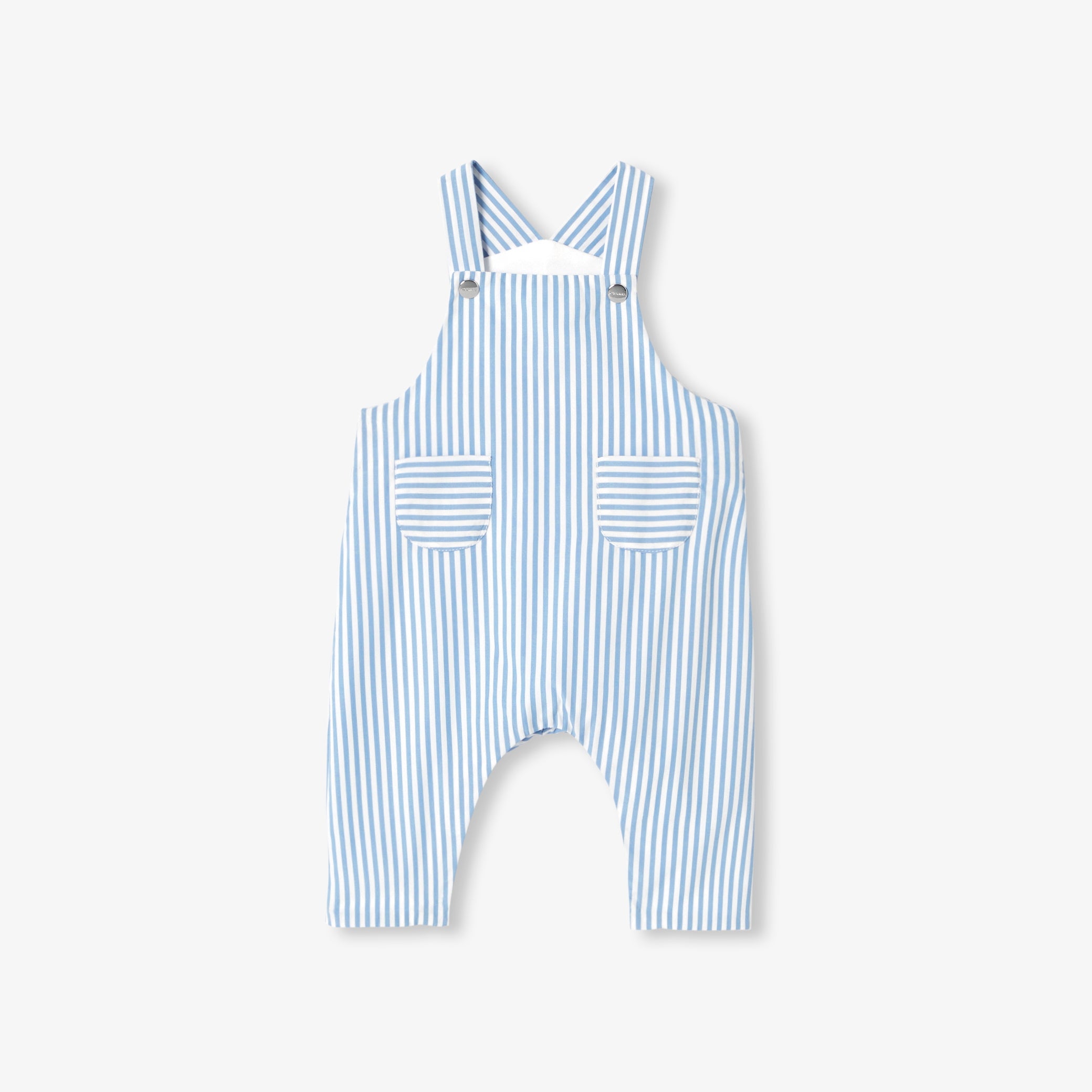 Baby boy striped poplin overalls
