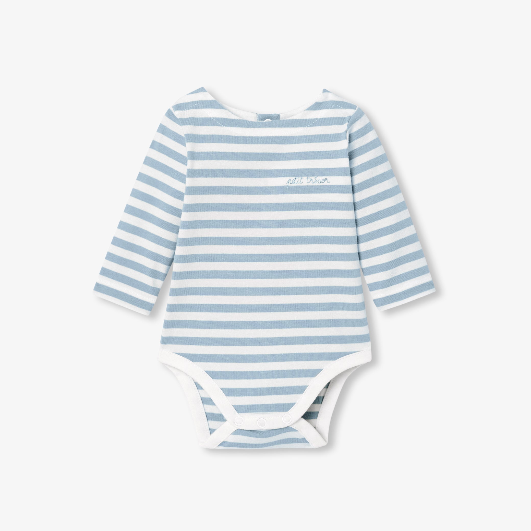Baby boy striped jersey long-sleeved bodysuit
