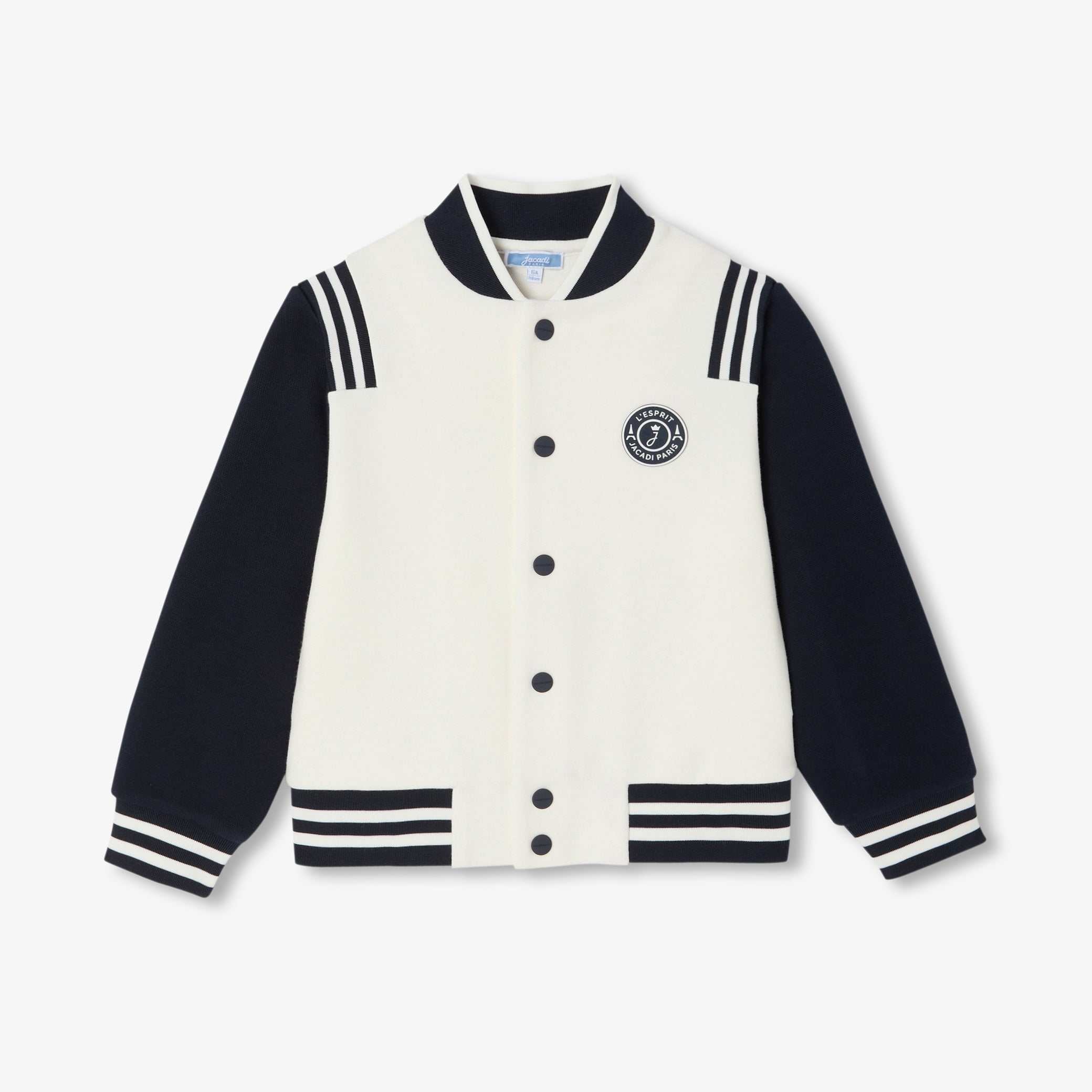 Boy varsity jacket in piqué knit