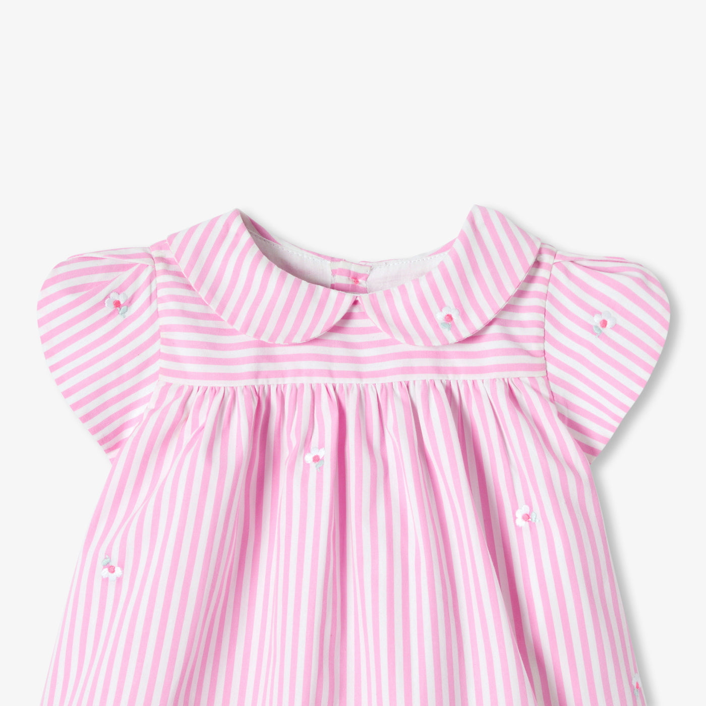 Baby girl short-sleeved striped poplin dress