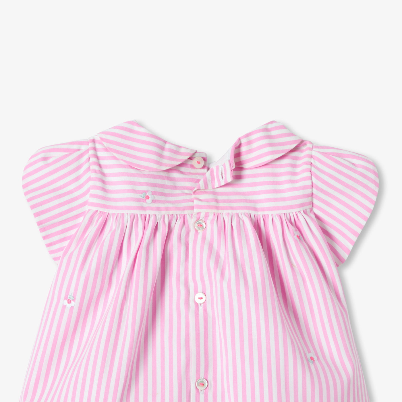 Baby girl short-sleeved striped poplin dress