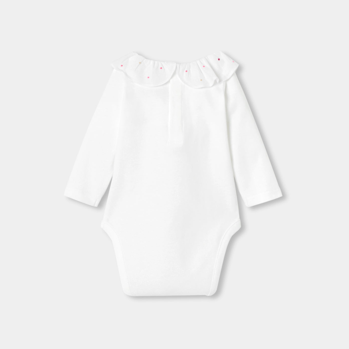 Baby girl long-sleeved bodysuit with petal collar