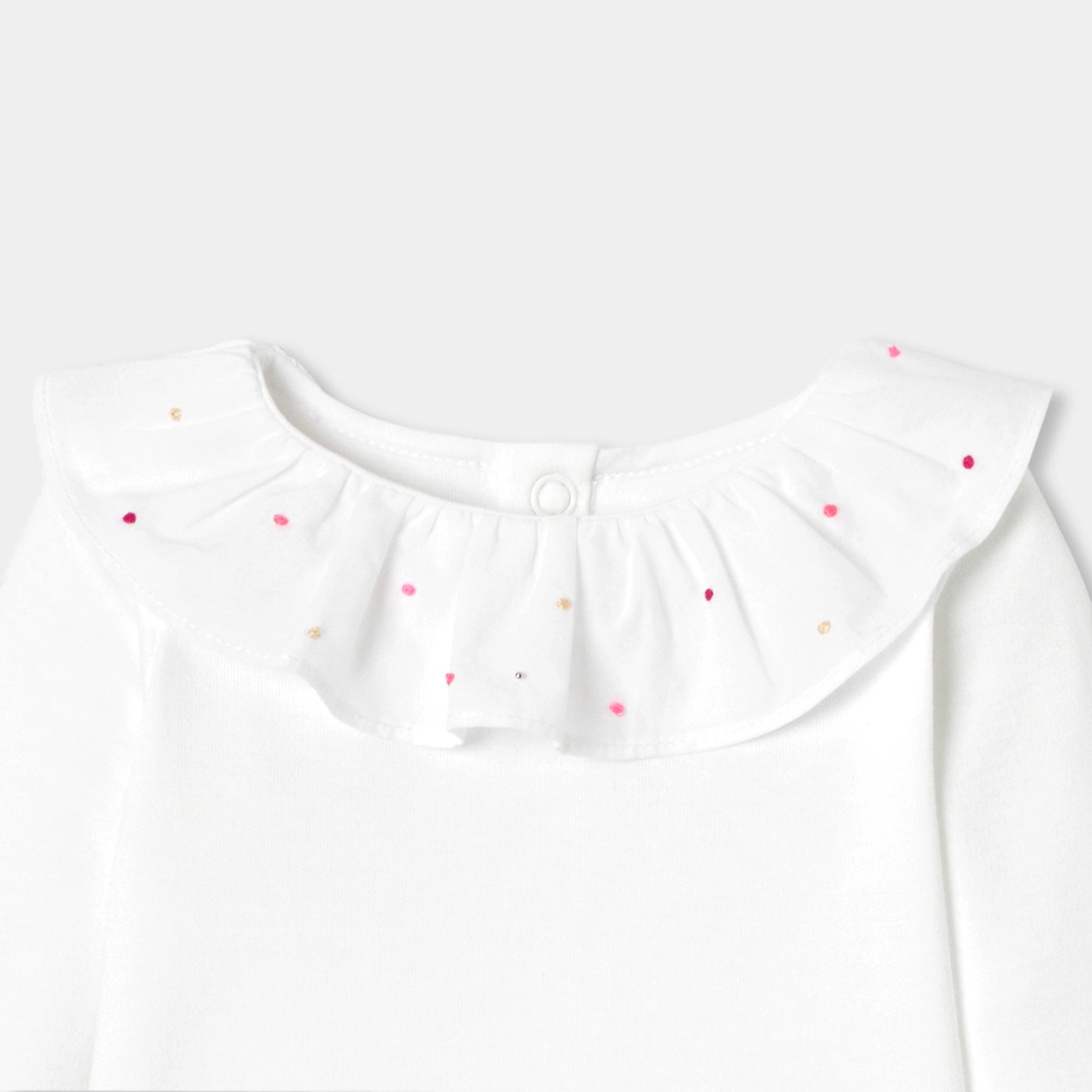 Baby girl long-sleeved bodysuit with petal collar