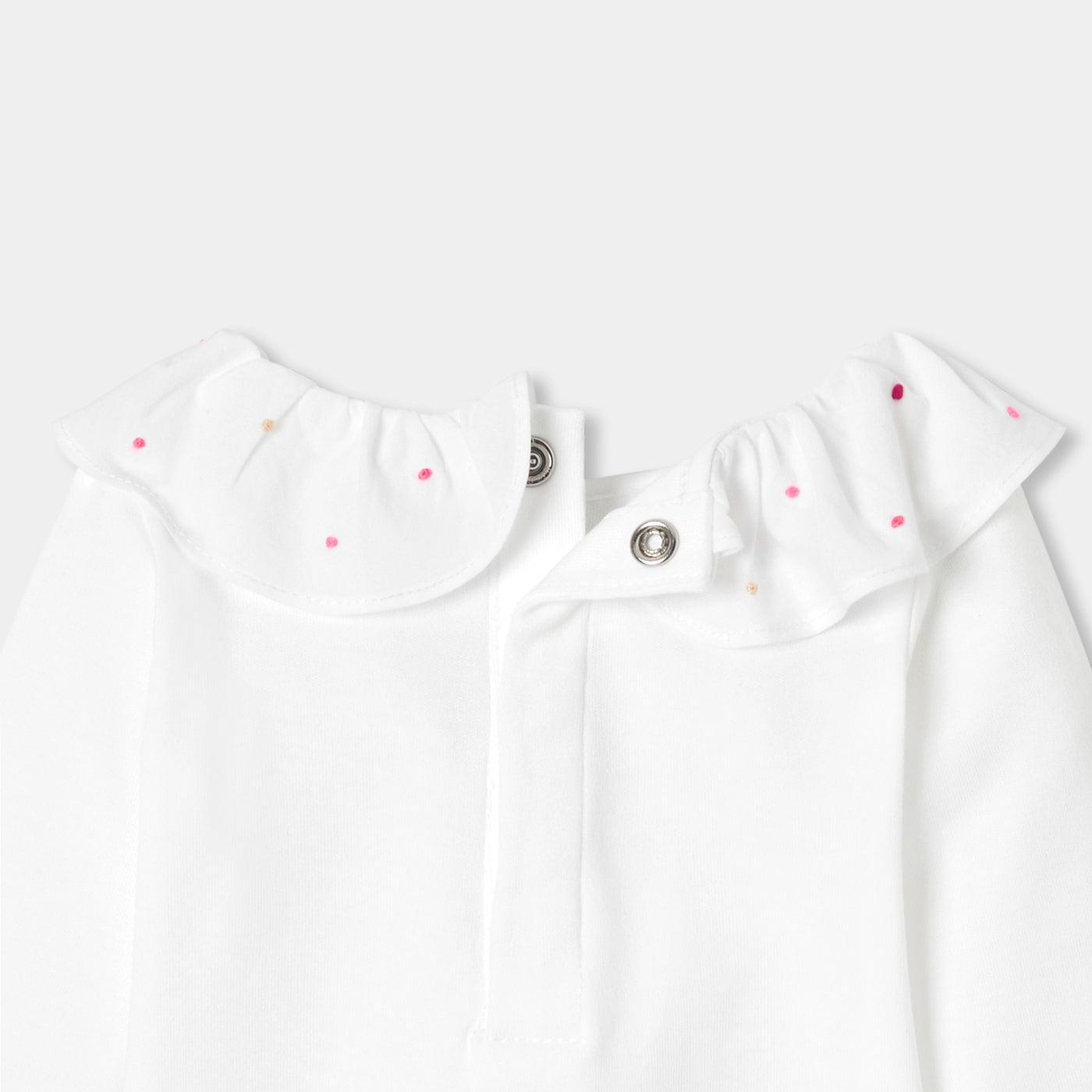 Baby girl long-sleeved bodysuit with petal collar