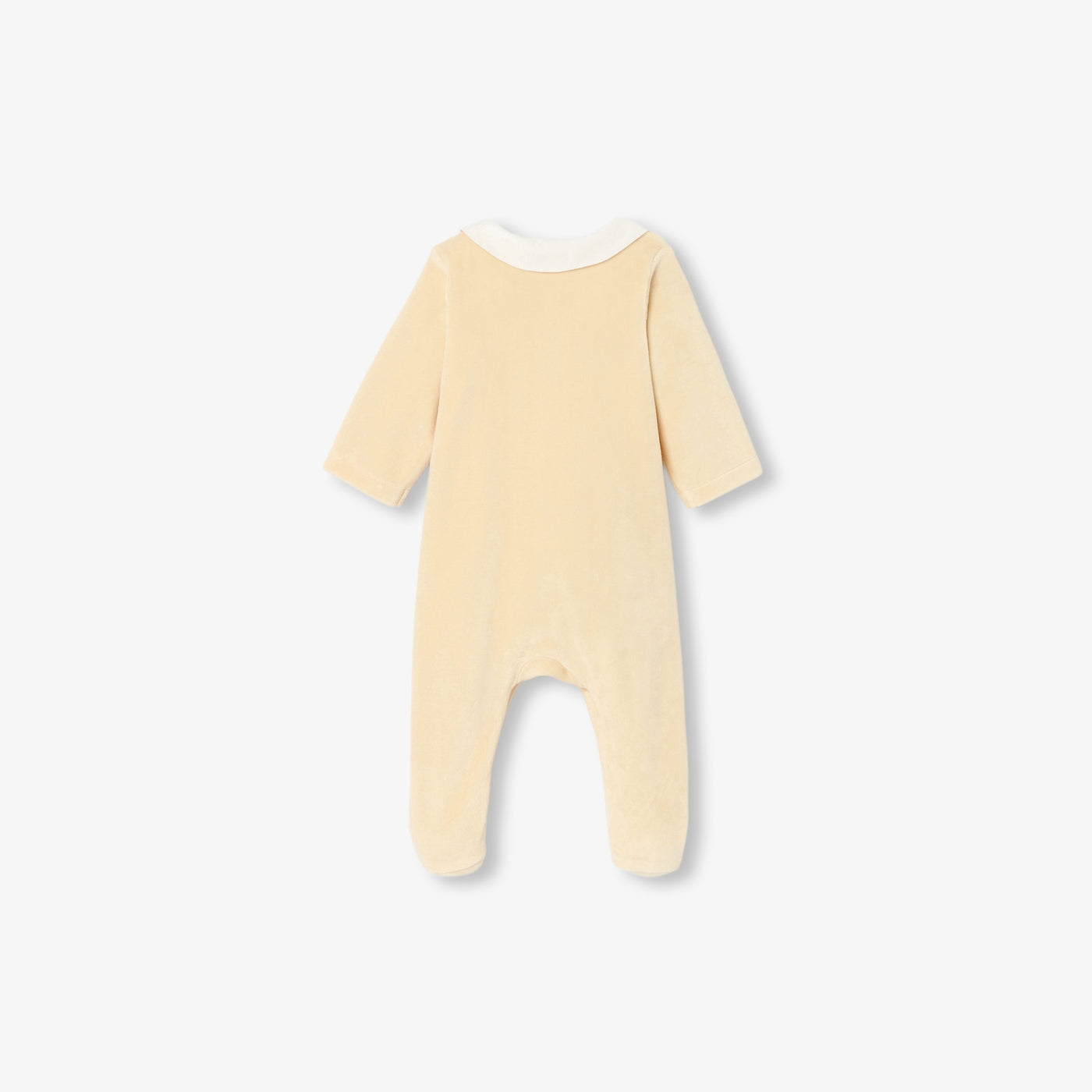 Baby boy velvet pyjamas with a poplin collar