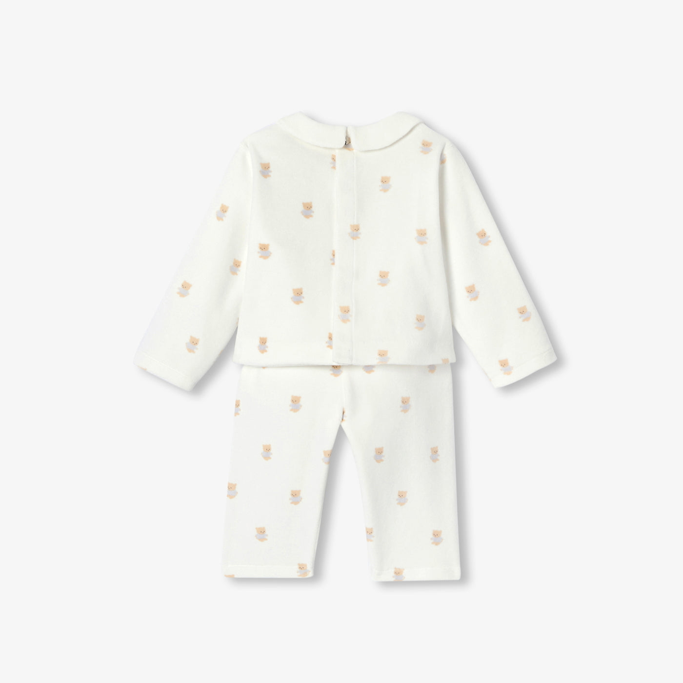 Baby 2-piece velvet pyjamas with a charming bear motif