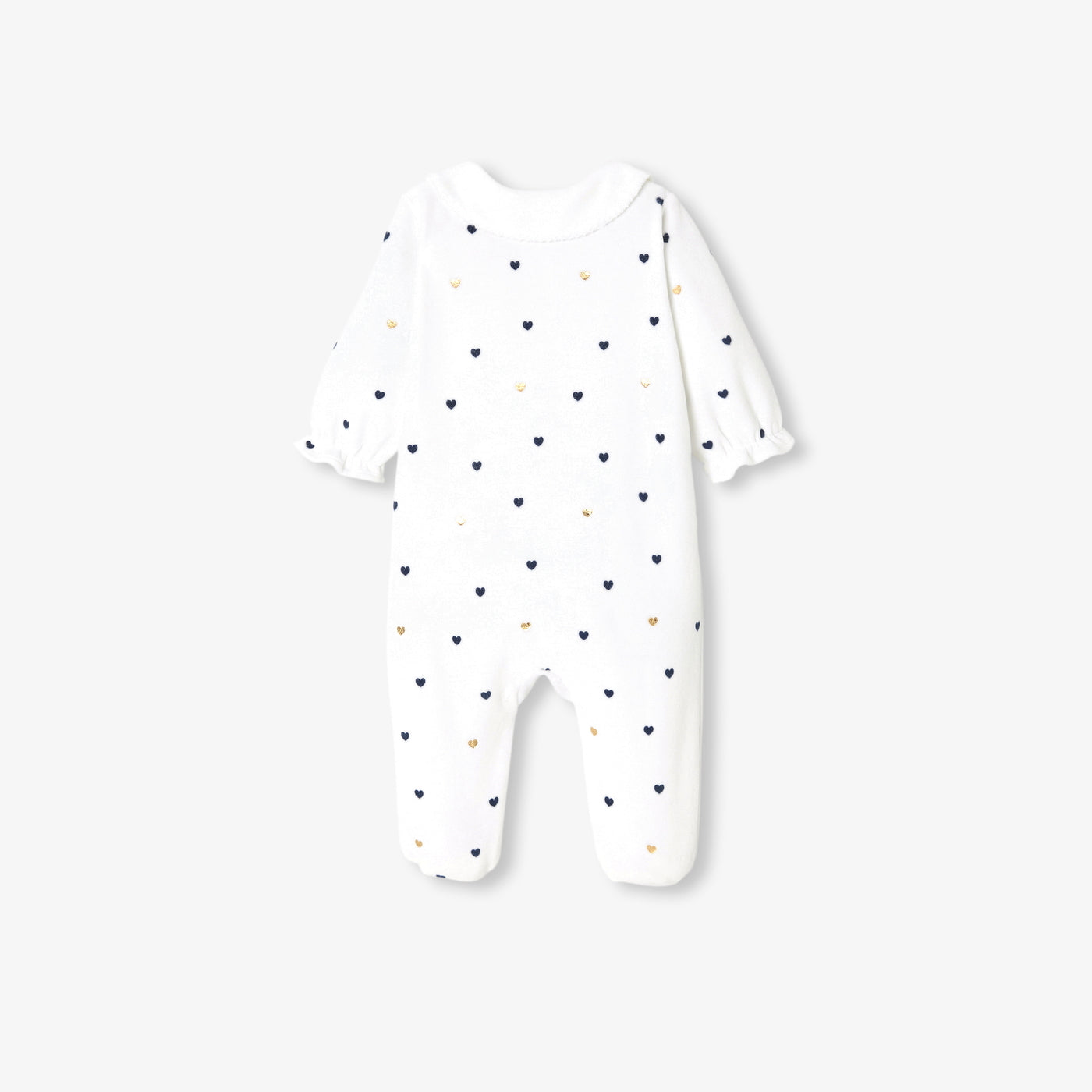 Baby girl velvet pyjamas with Peter Pan collar