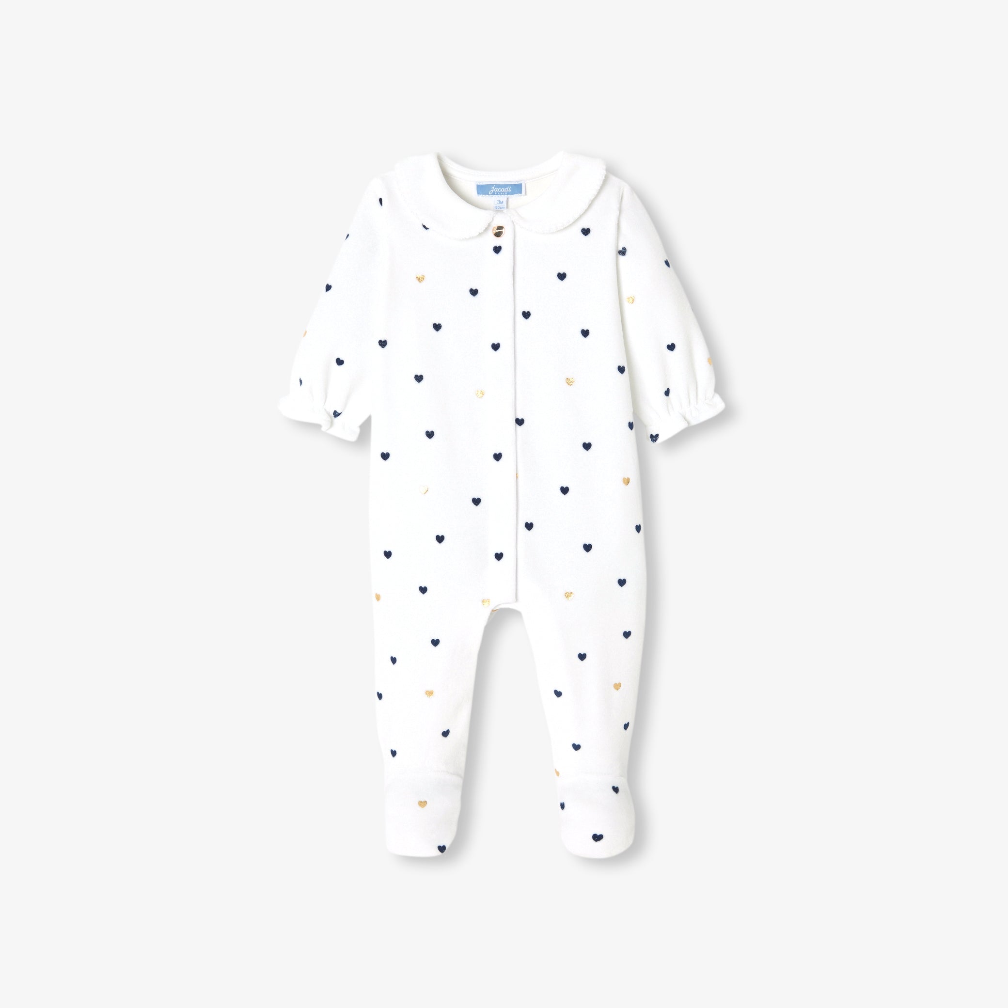 Baby girl velvet pyjamas with Peter Pan collar