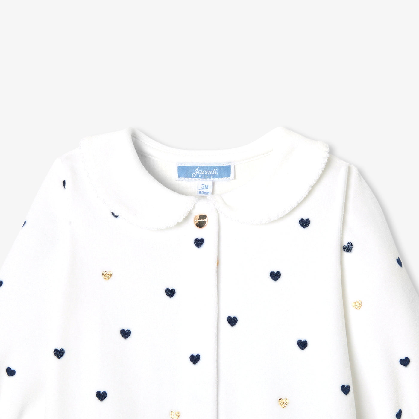 Baby girl velvet pyjamas with Peter Pan collar