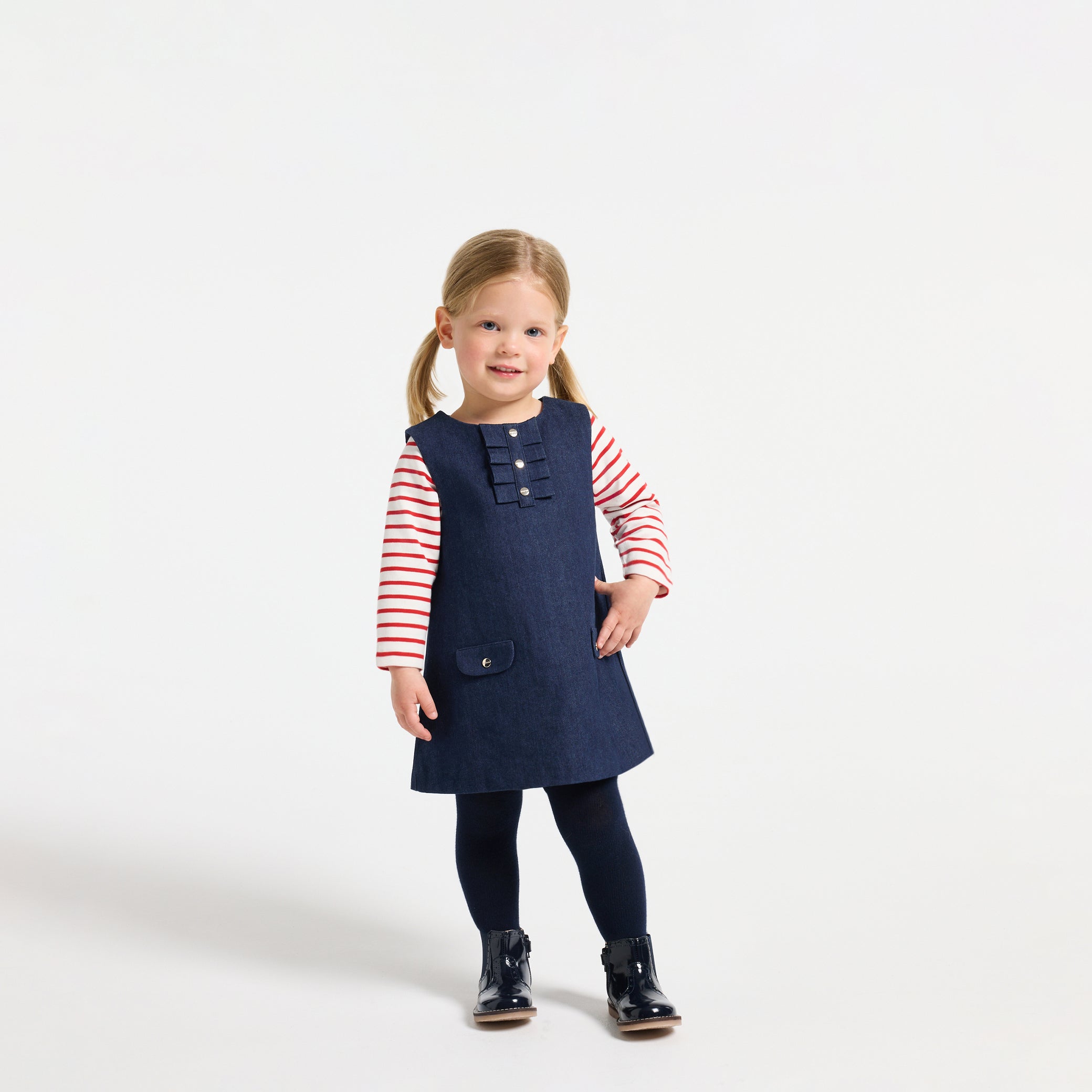 Baby girl denim pinafore dress