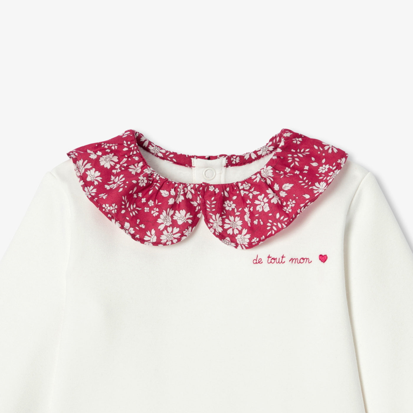 Baby girl sweatshirt with Liberty fabric collar
