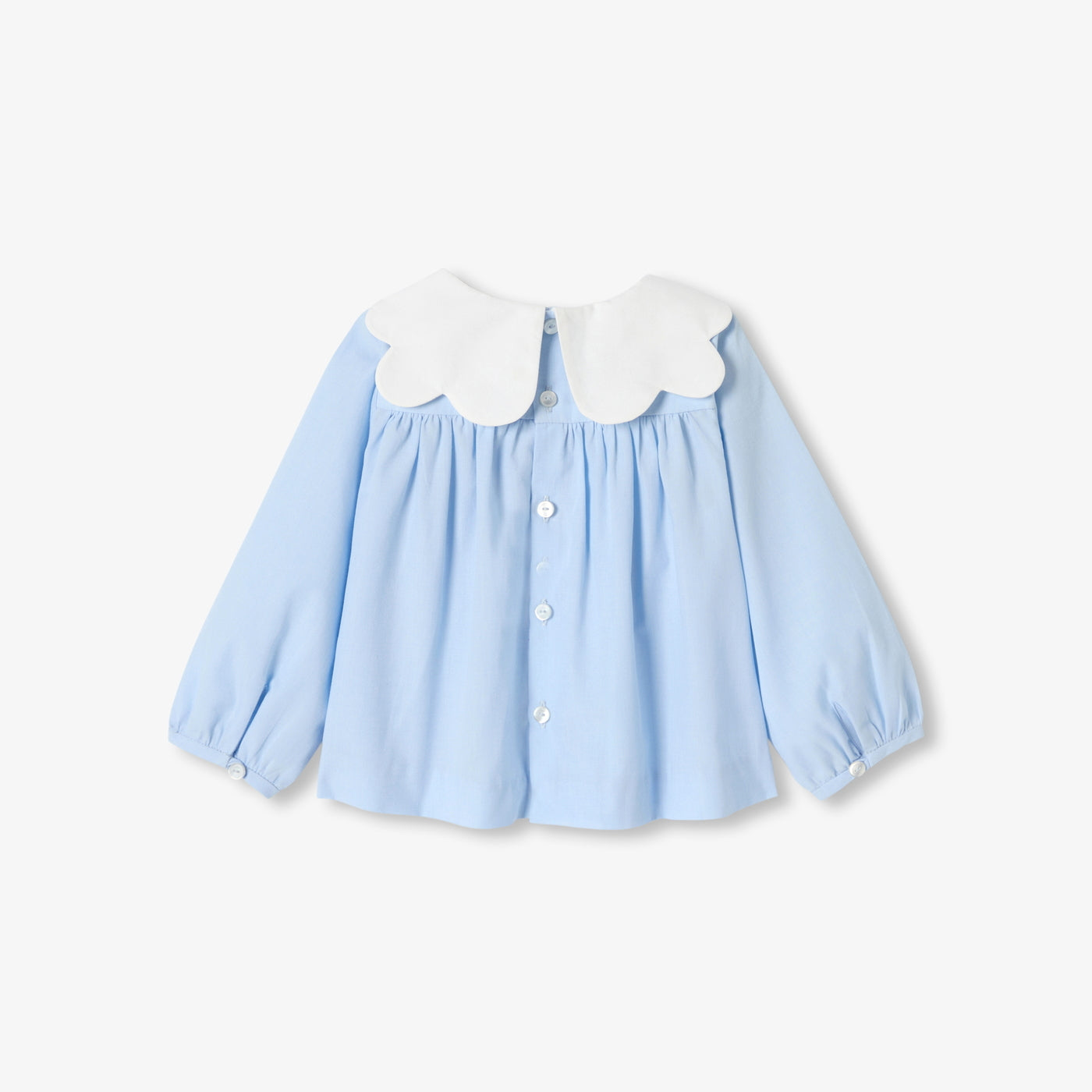 Baby girl blouse in elegant fil-à-fil cotton