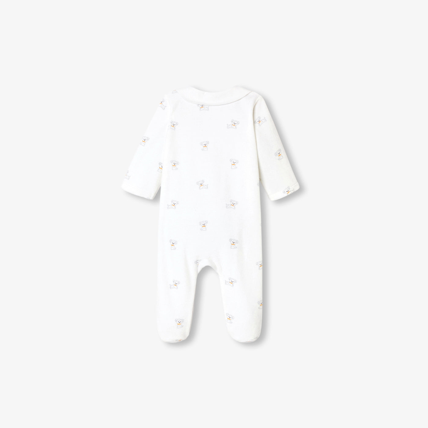 Baby velvet pyjamas with a dog motif