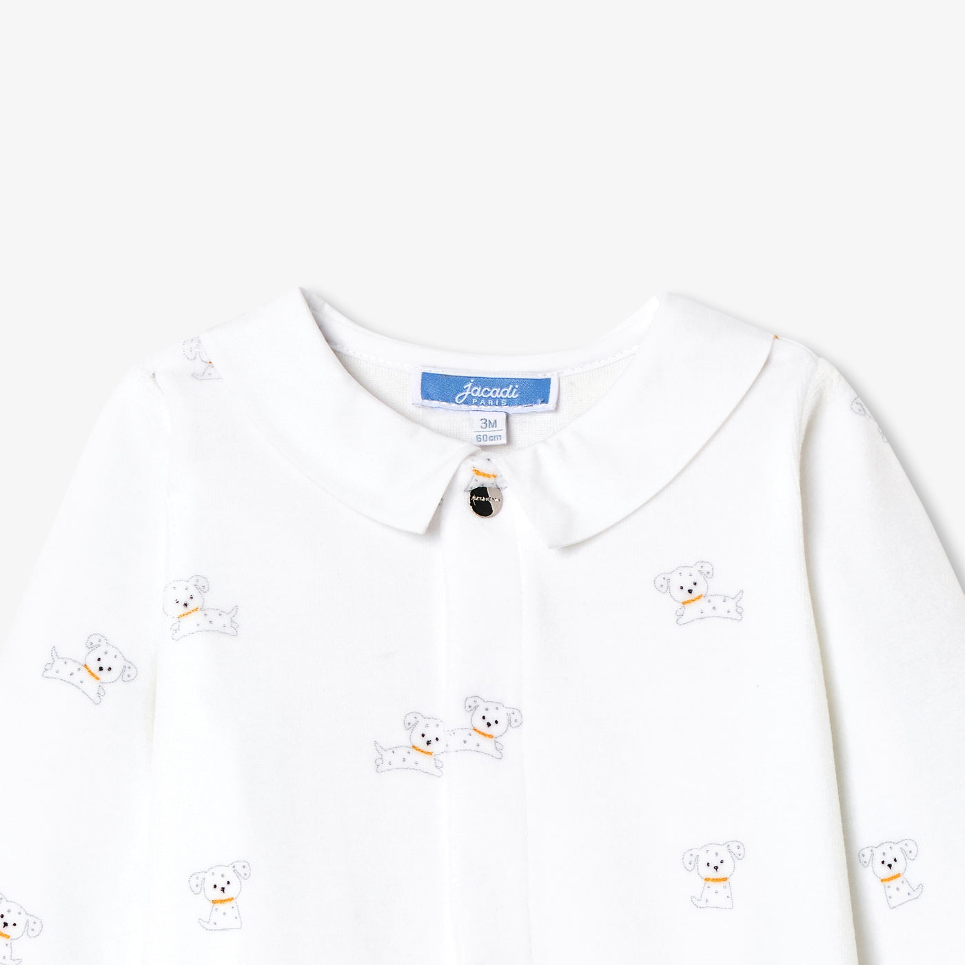 Baby velvet pyjamas with a dog motif