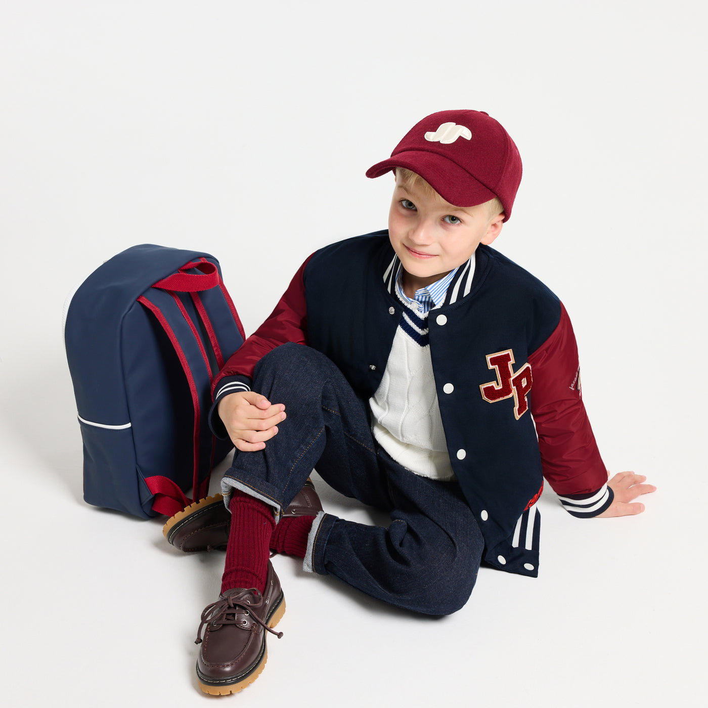 Child bi-material bomber jacket