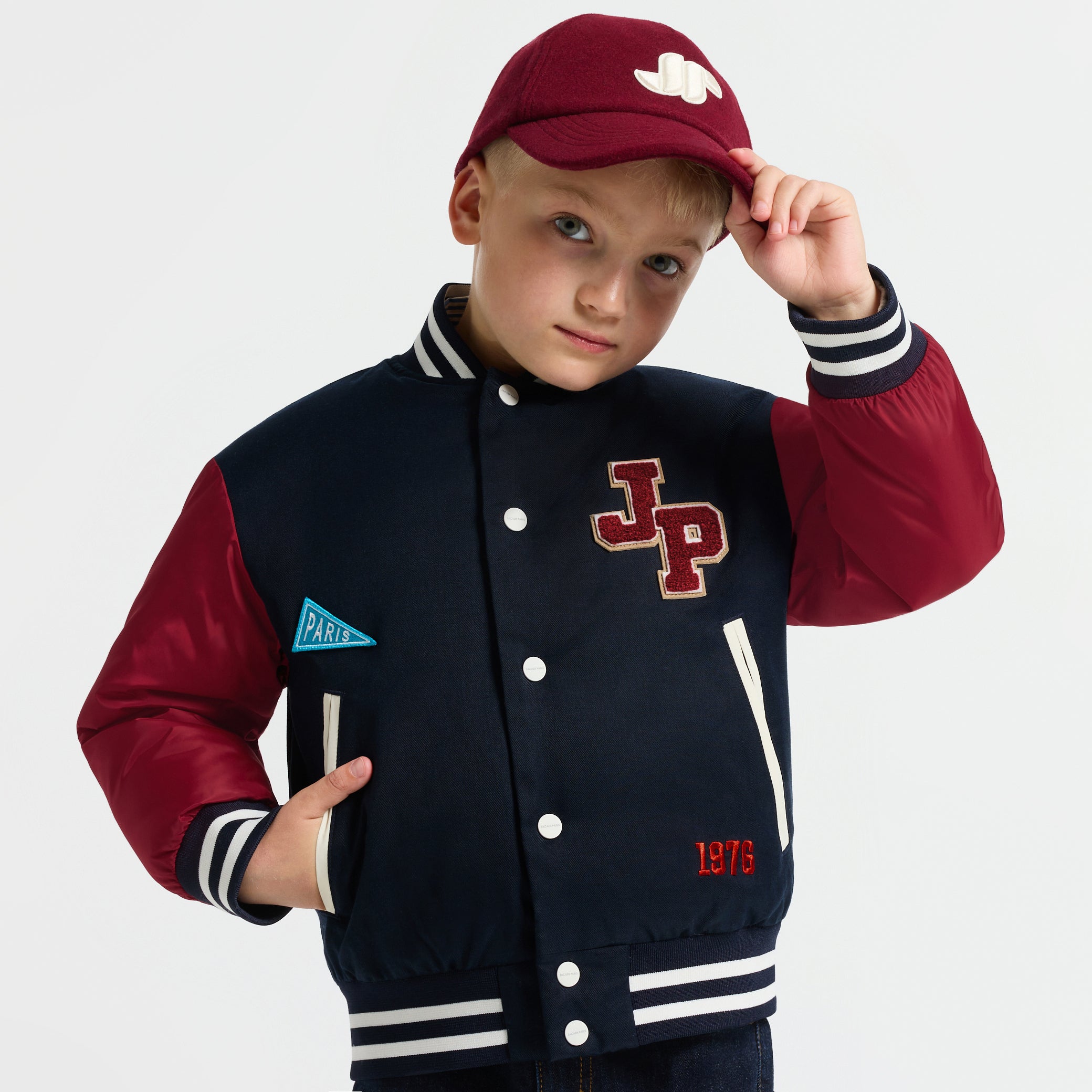 Child bi-material bomber jacket