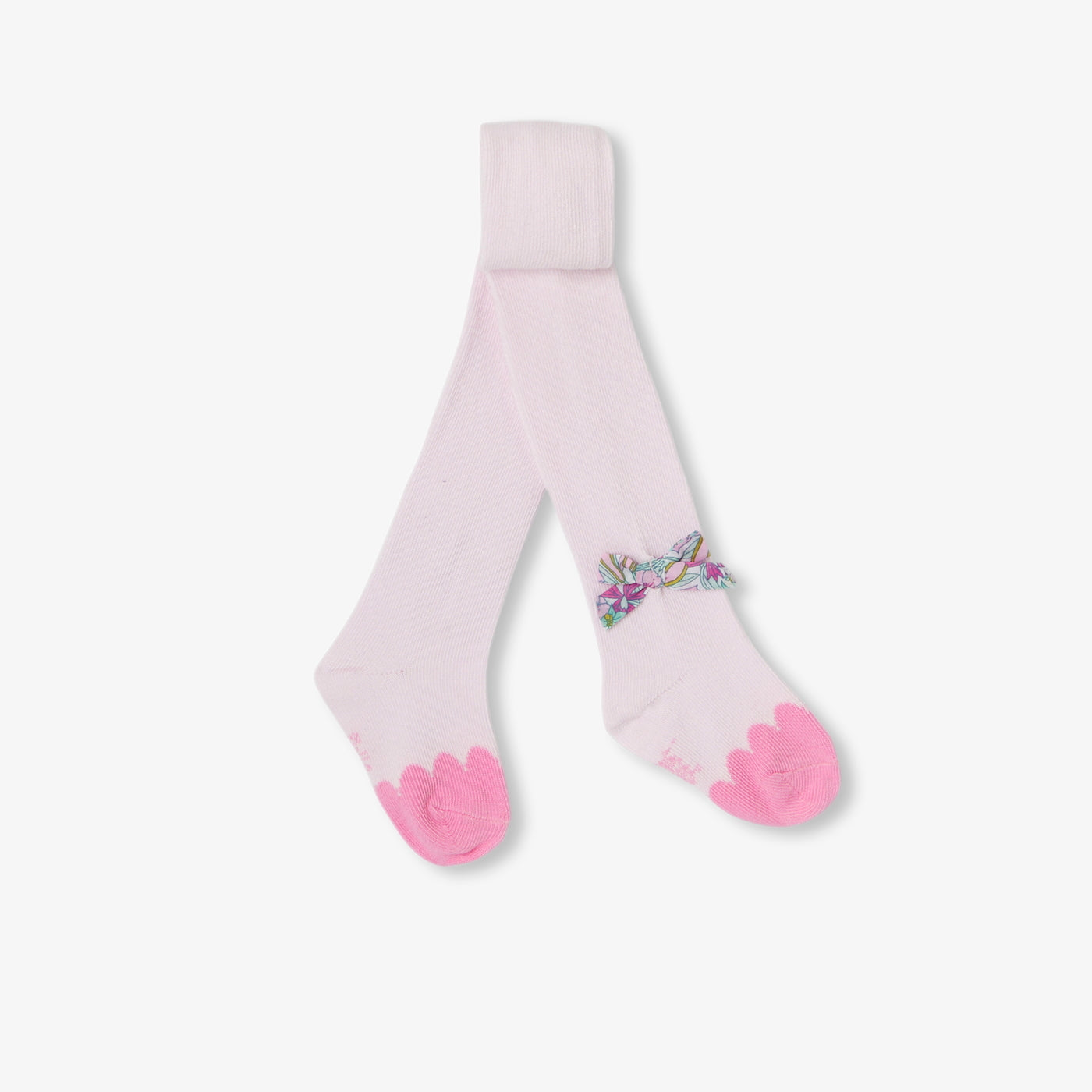 Baby girl tights with a Liberty fabric bow